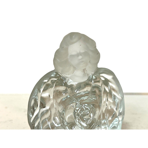 Vintage Fenton Art Glass Guardian Praying Angel Clear and Frosted Figurine 3.5" - Picture 4 of 8